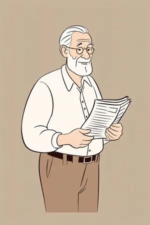 Homem idoso com óculos lendo um jornal  Imagem de IA