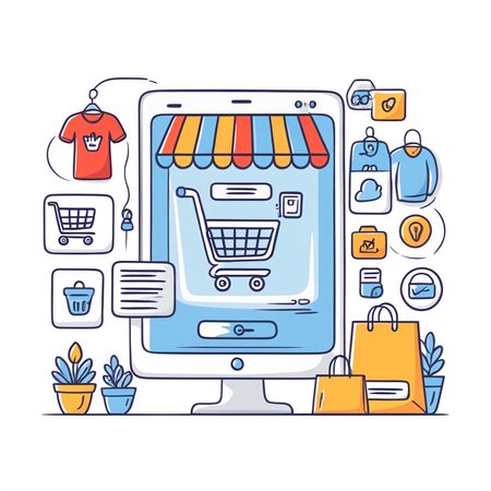 Illustration Of An Online Shopping Platform.  AI Image