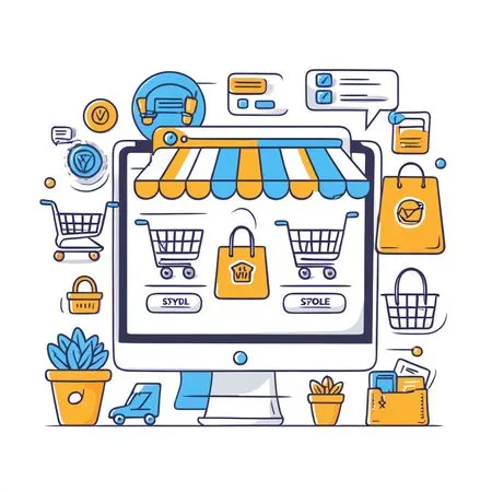 Illustration Of An Online Shopping Platform.  AI Image