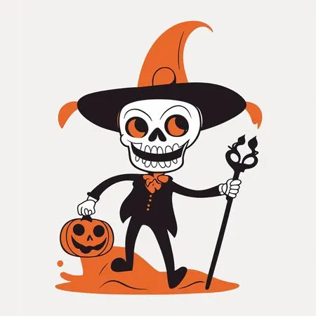 Jack-o-lantern skeleton character  AI Image