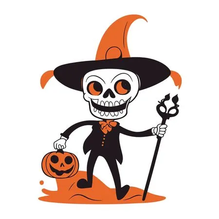 Jack-o-lantern skeleton character  AI Image