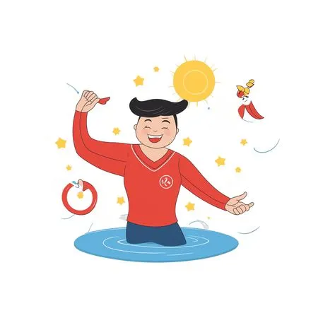 Joyful Boy In Water  AI Image