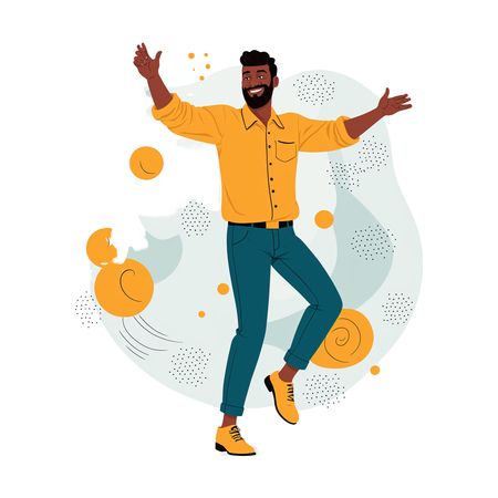 Joyful Man Dancing With Arms Raised  AI Image