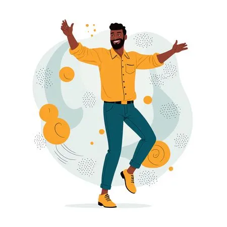 Joyful Man Dancing With Arms Raised  AI Image
