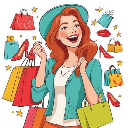 Joyful Woman Doing Shopping  AI Image