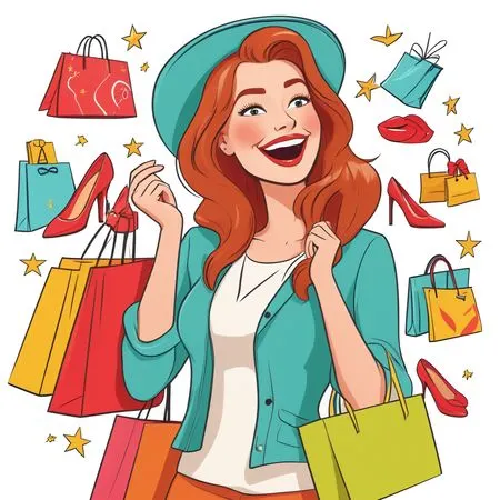 Joyful Woman Doing Shopping  AI Image