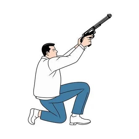 Kneeling Man Aiming Gun  AI Image