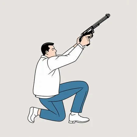 Kneeling Man Aiming Gun  AI Image