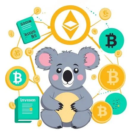Koala Amidst Cryptocurrency Symbols  AI Image