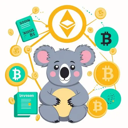 Koala Amidst Cryptocurrency Symbols  AI Image