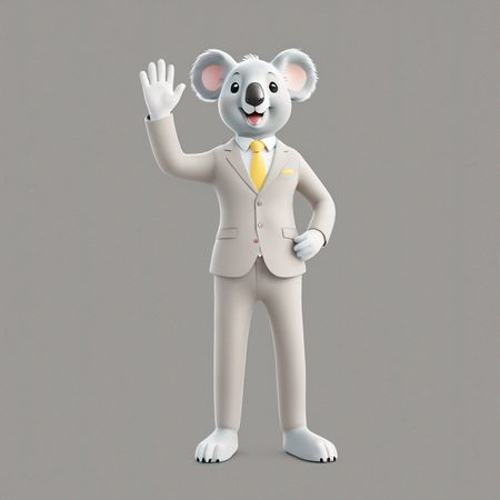 Koala con traje saludando  Imagen AI