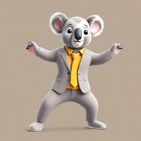 Koala en costume avec une pose ludique  Image IA