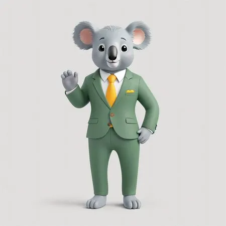 Koala en costume d'affaires faisant signe de la main  Image IA
