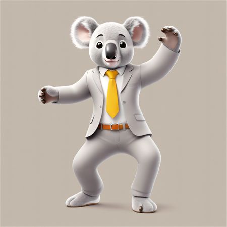 Koala en costume d'affaires dansant  Image IA