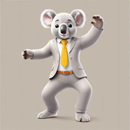 Koala en costume d'affaires dansant  Image IA