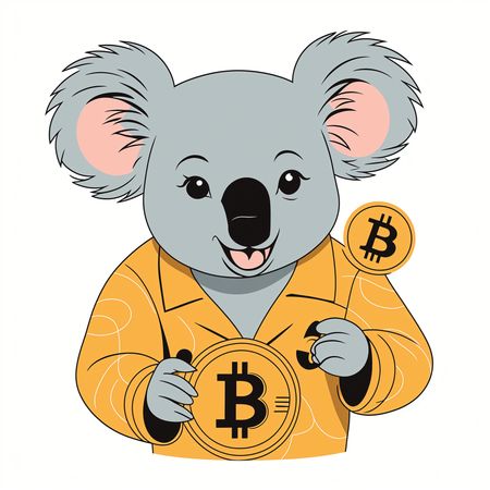 Koala Holding Bitcoin Coins  AI Image