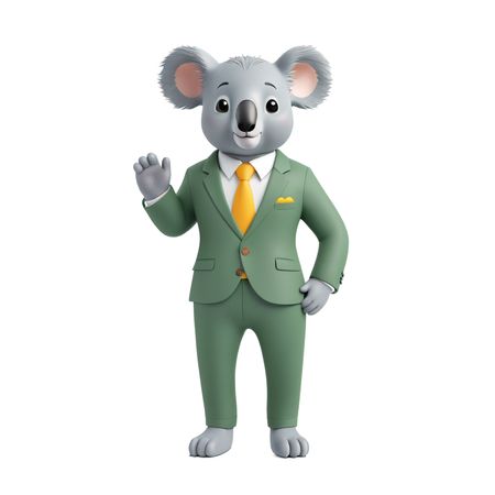 Koala In Business Suit Waving  AI Image
