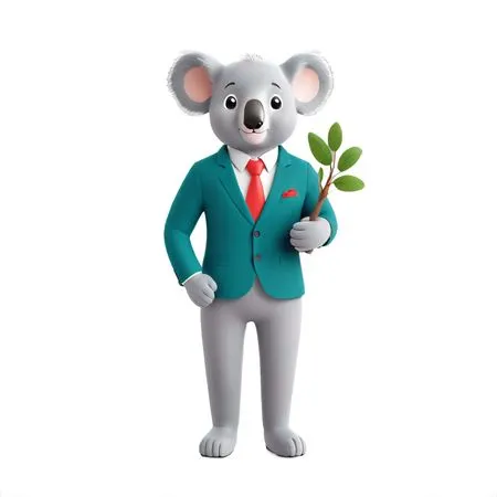 Koala In Suit Holding Branch  AI Image