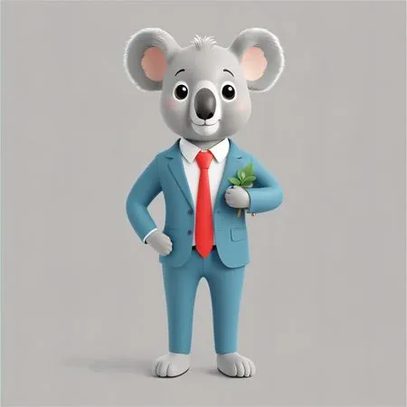 Koala In Suit Holding Leaves AI Image