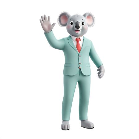 Koala In Suit Waving Hello  AI Image