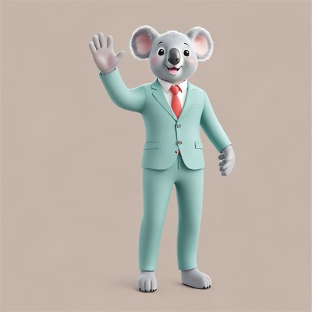 Koala In Suit Waving Hello  AI Image