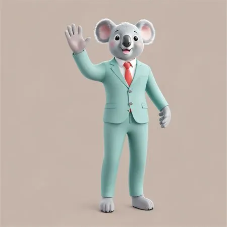 Koala In Suit Waving Hello  AI Image