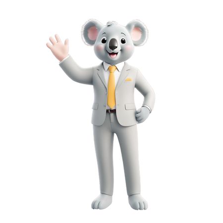 Koala mignon en costume saluant  Image IA