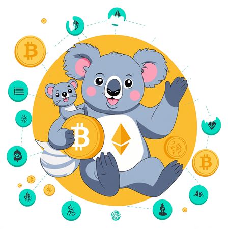 Koala With Cryptocurrency Symbols  AI Image