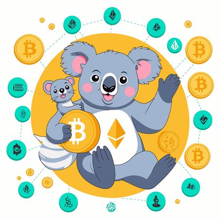 Koala With Cryptocurrency Symbols  AI Image