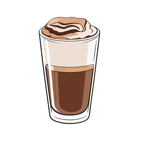 Latte With Foam In Glass  AI Image