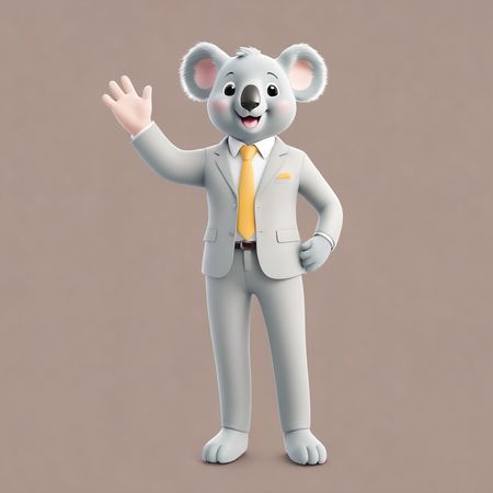 Lindo koala con traje saludando  Imagen AI