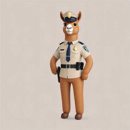 Llama In Police Uniform  AI Image