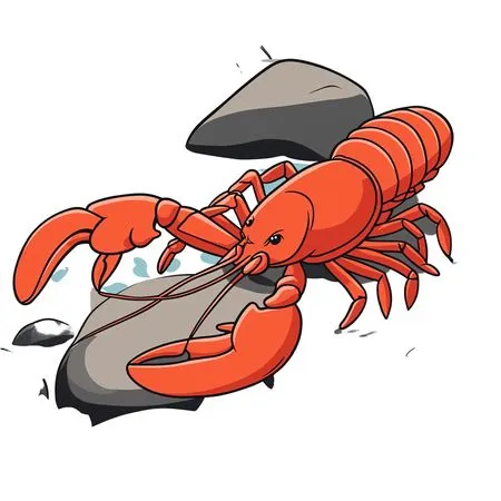 Lobster On Rocks By Sea  AI Image