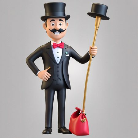 Magicien avec un chapeau haut de forme et un bâton magique  Image IA