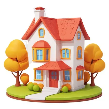 Maison fantaisiste avec des arbres d'automne  Image IA