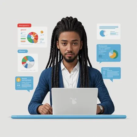 Male Analyzing Data On Laptop  AI Image