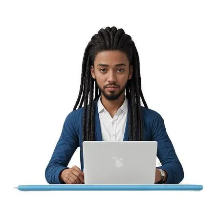 Male Analyzing Data On Laptop  AI Image