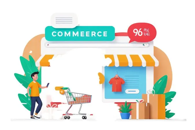 Male Doing Online Shopping During Discount  AI Image