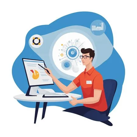 Man Analyzing Data On Computer  AI Image