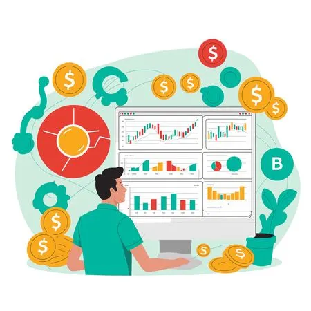 Man Analyzing Financial Data  AI Image