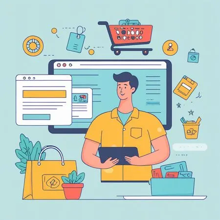 Man doing E-commerce Shopping And Digital Marketing  AI Image