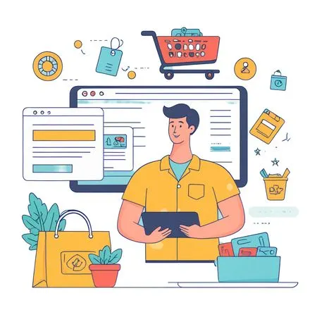 Man doing E-commerce Shopping And Digital Marketing  AI Image