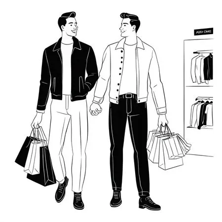 Man Doing Shopping with friends  AI Image