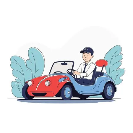 Man Driving Small Convertible Car  AI Image