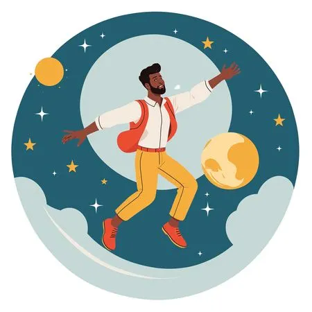 Man Floating In Space  AI Image