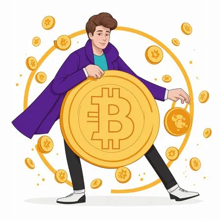 Man Holding A Bitcoin  AI Image