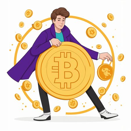 Man Holding A Bitcoin  AI Image
