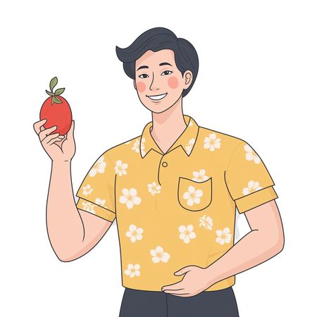 Man Holding Tomato  AI Image