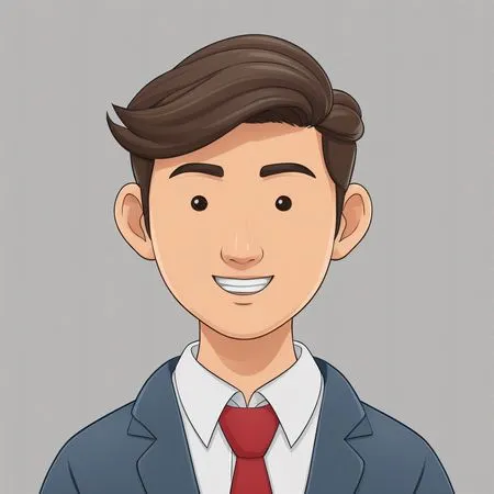スーツとネクタイを着て微笑む男性  AI画像