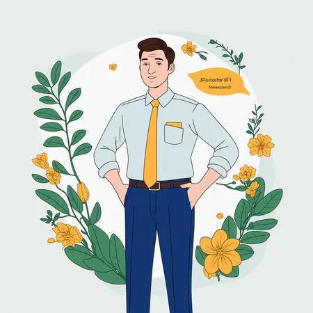 Man In Formal Attire Surrounded By Flowers  AI Image